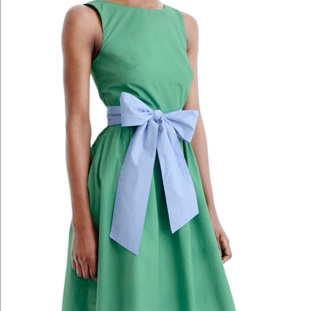 Green Jcrew tea length dress size 8.